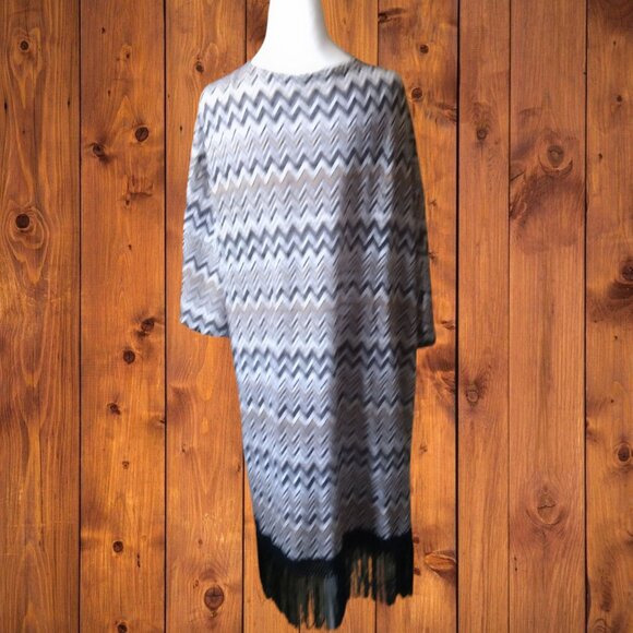 Cato Women's Size 18/20 Open Front Fringe 3/4 Sleeve Long Line Duster Cardigan - Picture 8 of 9